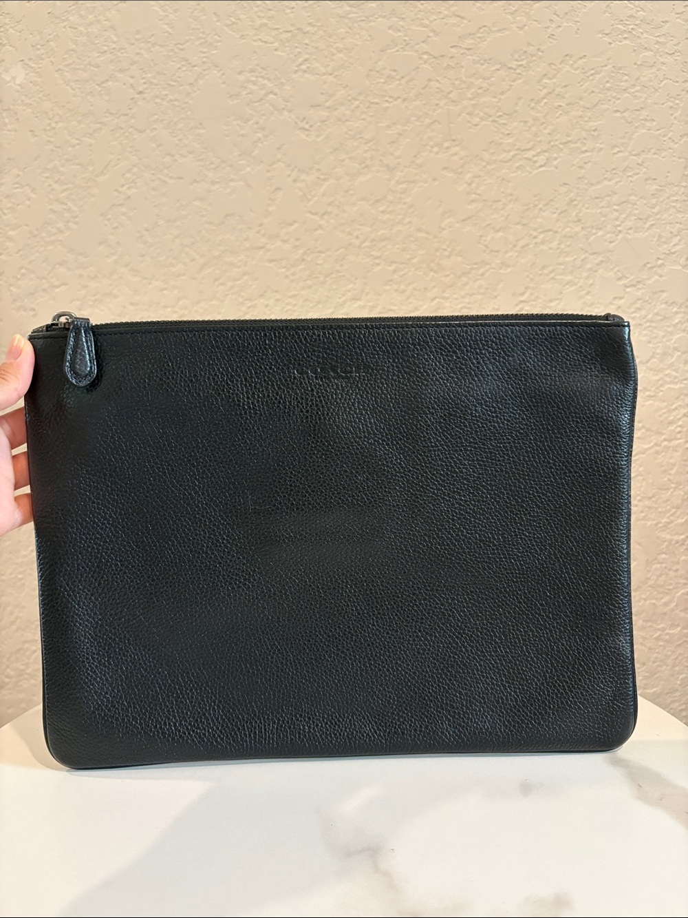 Coach Black Leather Zip Pouch